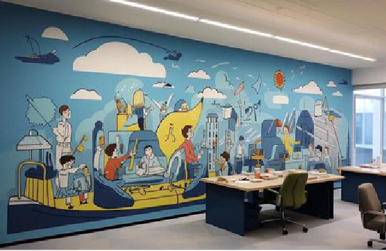确山办公室墙绘的特点。