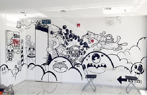 确山手绘墙并非传统涂鸦。